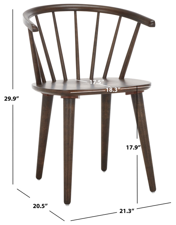 Safavieh Blanchard Dining Chairs Set Of Two – Elegant Rubber Wood Design With Timeless Colonial Curves Dark Walnut Wood Amh8512n-set2