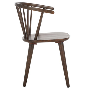 Safavieh Blanchard Dining Chairs Set Of Two – Elegant Rubber Wood Design With Timeless Colonial Curves Dark Walnut Wood Amh8512n-set2