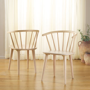 Safavieh Blanchard Dining Chairs Set Of Two – Elegant Rubber Wood Design With Timeless Colonial Curves White Washed Wood Amh8512p-set2