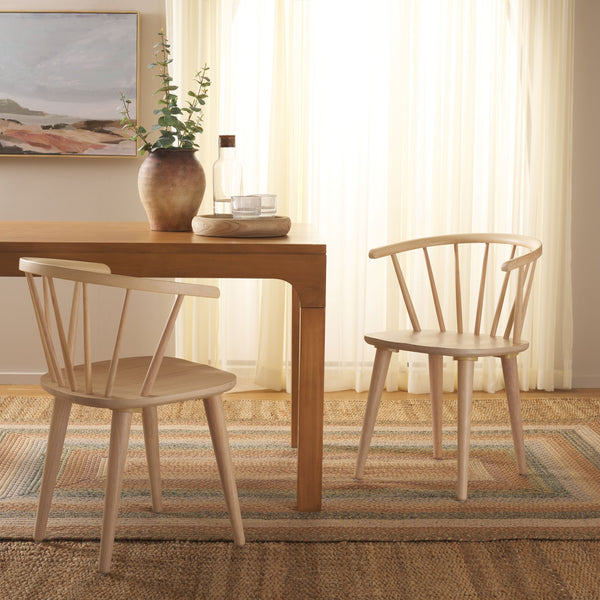 Safavieh Blanchard Dining Chairs Set Of Two – Elegant Rubber Wood Design With Timeless Colonial Curves White Washed Wood Amh8512p-set2