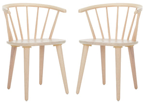 Safavieh Blanchard Dining Chairs Set Of Two – Elegant Rubber Wood Design With Timeless Colonial Curves White Washed Wood Amh8512p-set2