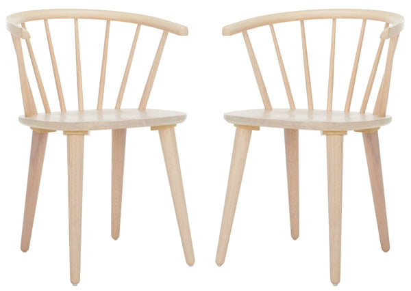 Safavieh Blanchard Dining Chairs Set Of Two – Elegant Rubber Wood Design With Timeless Colonial Curves White Washed Wood Amh8512p-set2