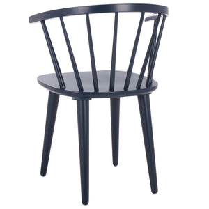 Safavieh Blanchard Dining Chairs Set Of 2 - Elegant Antique-inspired Design In Dark Grey With Natural Accents Navy Wood Amh8512q-set2