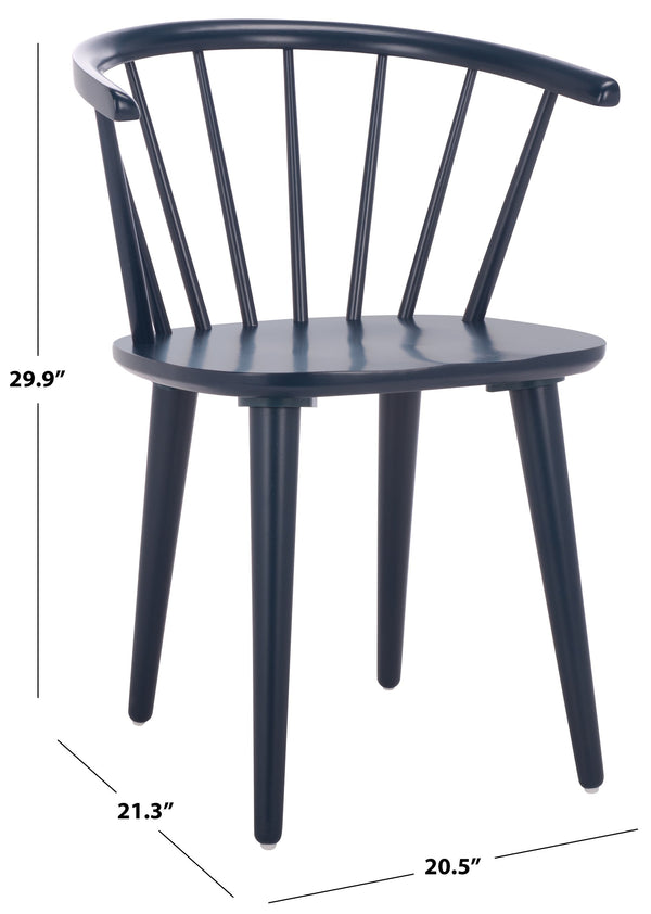 Safavieh Blanchard Dining Chairs Set Of 2 - Elegant Antique-inspired Design In Dark Grey With Natural Accents Navy Wood Amh8512q-set2