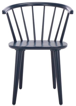 Safavieh Blanchard Dining Chairs Set Of 2 - Elegant Antique-inspired Design In Dark Grey With Natural Accents Navy Wood Amh8512q-set2