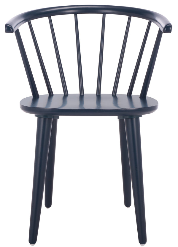 Safavieh Blanchard Dining Chairs Set Of 2 - Elegant Antique-inspired Design In Dark Grey With Natural Accents Navy Wood Amh8512q-set2