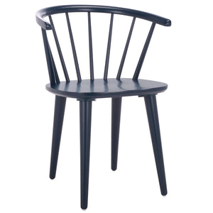 Safavieh Blanchard Dining Chairs Set Of 2 - Elegant Antique-inspired Design In Dark Grey With Natural Accents Navy Wood Amh8512q-set2