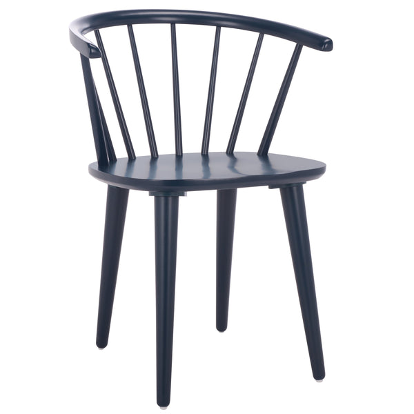 Safavieh Blanchard Dining Chairs Set Of 2 - Elegant Antique-inspired Design In Dark Grey With Natural Accents Navy Wood Amh8512q-set2