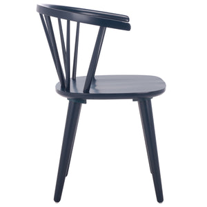 Safavieh Blanchard Dining Chairs Set Of 2 - Elegant Antique-inspired Design In Dark Grey With Natural Accents Navy Wood Amh8512q-set2