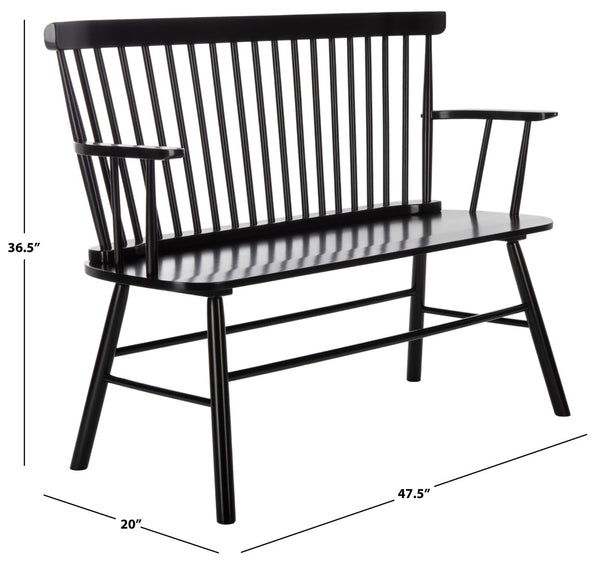 Safavieh Addison Spindleback Settee - Classic Charm For Entryways & Living Spaces With Timeless Style Black AMH8513A