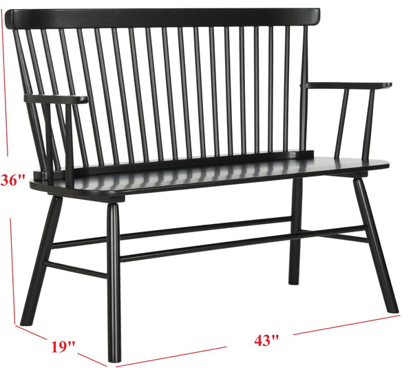 Safavieh Addison Spindleback Settee - Classic Charm For Entryways & Living Spaces With Timeless Style Black AMH8513A