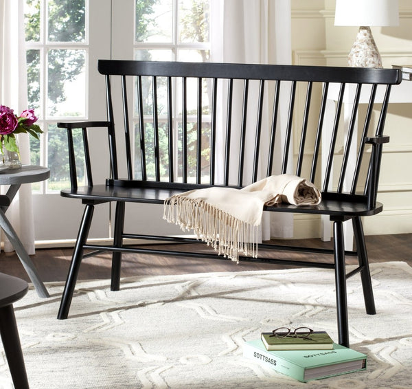 Safavieh Addison Spindleback Settee - Classic Charm For Entryways & Living Spaces With Timeless Style Black AMH8513A