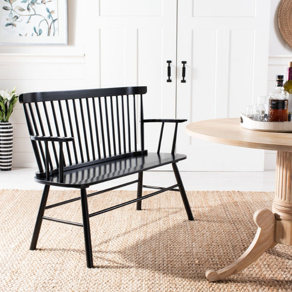 Safavieh Addison Spindleback Settee - Classic Charm For Entryways & Living Spaces With Timeless Style Black AMH8513A