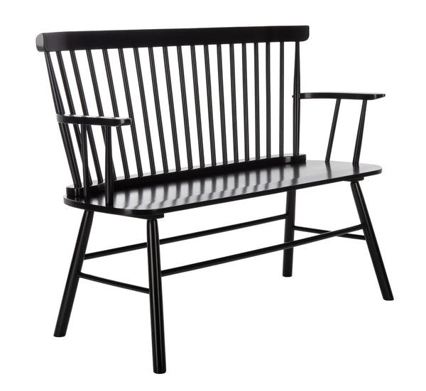 Safavieh Addison Spindleback Settee - Classic Charm For Entryways & Living Spaces With Timeless Style Black AMH8513A