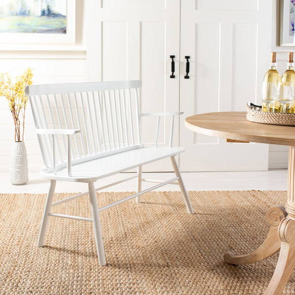 Safavieh Addison Spindleback Settee - Classic Charm For Entryways & Living Spaces With Timeless Style White AMH8513B
