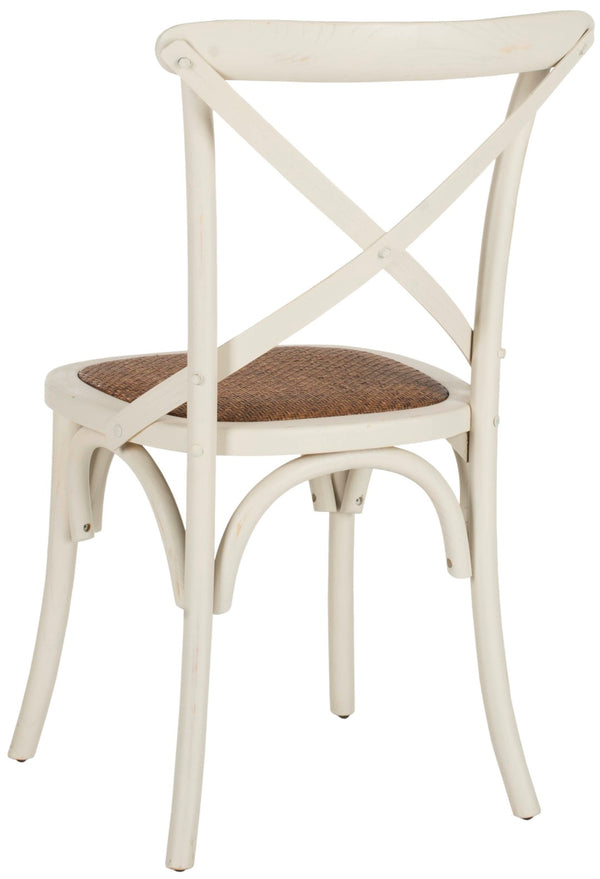 Safavieh FRANKLIN X Back Side Chairs - Timeless Bistro Elegance for Modern Dining Spaces, Set of Two Antique White AMH9500A-SET2