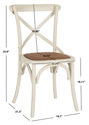Safavieh FRANKLIN X Back Side Chairs - Timeless Bistro Elegance for Modern Dining Spaces, Set of Two Antique White AMH9500A-SET2