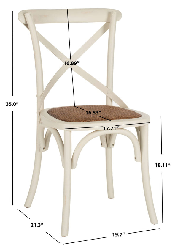 Safavieh FRANKLIN X Back Side Chairs - Timeless Bistro Elegance for Modern Dining Spaces, Set of Two Antique White AMH9500A-SET2