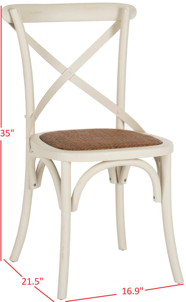 Safavieh FRANKLIN X Back Side Chairs - Timeless Bistro Elegance for Modern Dining Spaces, Set of Two Antique White AMH9500A-SET2