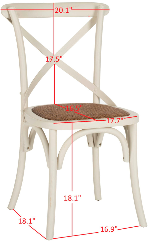 Safavieh FRANKLIN X Back Side Chairs - Timeless Bistro Elegance for Modern Dining Spaces, Set of Two Antique White AMH9500A-SET2