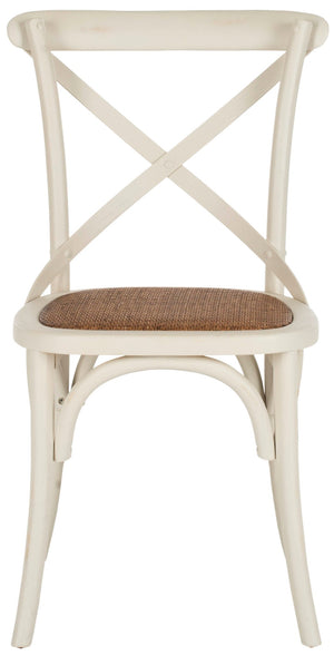 Safavieh FRANKLIN X Back Side Chairs - Timeless Bistro Elegance for Modern Dining Spaces, Set of Two Antique White AMH9500A-SET2