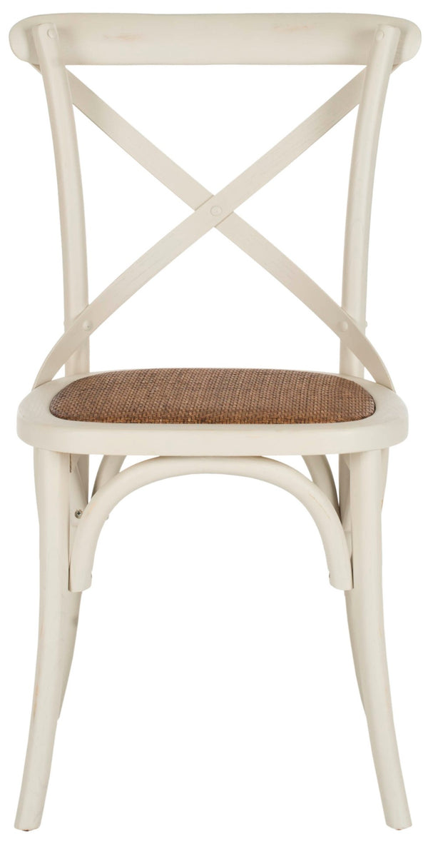 Safavieh FRANKLIN X Back Side Chairs - Timeless Bistro Elegance for Modern Dining Spaces, Set of Two Antique White AMH9500A-SET2
