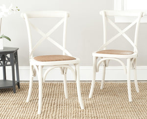 Safavieh FRANKLIN X Back Side Chairs - Timeless Bistro Elegance for Modern Dining Spaces, Set of Two Antique White AMH9500A-SET2