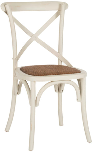 Safavieh FRANKLIN X Back Side Chairs - Timeless Bistro Elegance for Modern Dining Spaces, Set of Two Antique White AMH9500A-SET2