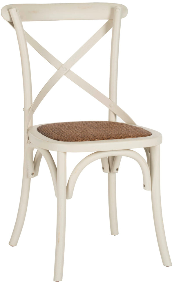 Safavieh FRANKLIN X Back Side Chairs - Timeless Bistro Elegance for Modern Dining Spaces, Set of Two Antique White AMH9500A-SET2