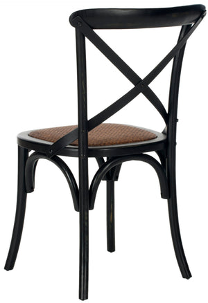 Safavieh FRANKLIN X Back Side Chairs - Timeless Bistro Elegance for Modern Dining Spaces, Set of Two Antique Black AMH9500B-SET2