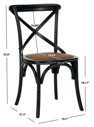Safavieh FRANKLIN X Back Side Chairs - Timeless Bistro Elegance for Modern Dining Spaces, Set of Two Antique Black AMH9500B-SET2