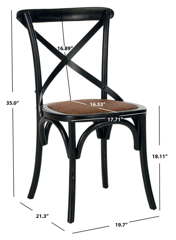 Safavieh FRANKLIN X Back Side Chairs - Timeless Bistro Elegance for Modern Dining Spaces, Set of Two Antique Black AMH9500B-SET2