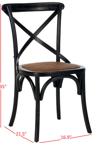 Safavieh FRANKLIN X Back Side Chairs - Timeless Bistro Elegance for Modern Dining Spaces, Set of Two Antique Black AMH9500B-SET2