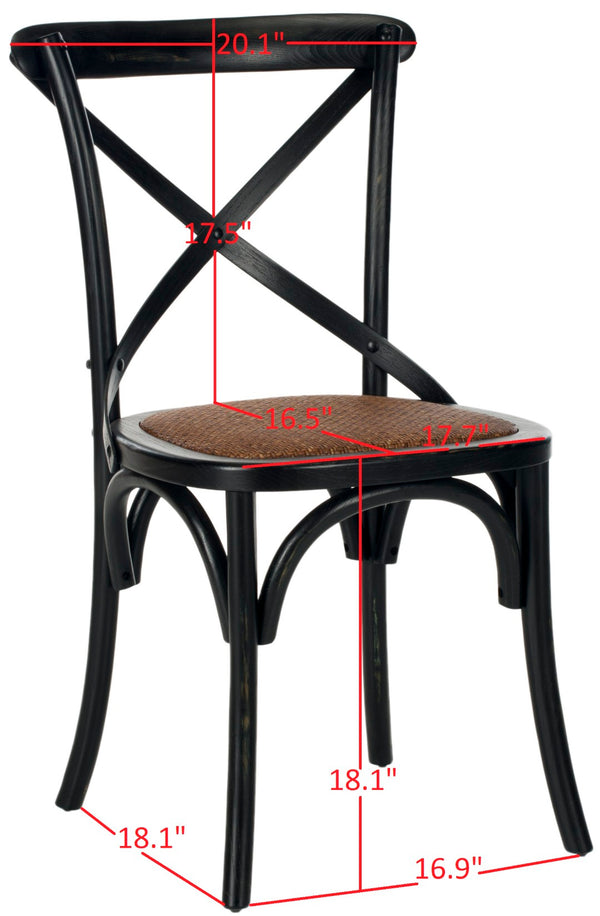 Safavieh FRANKLIN X Back Side Chairs - Timeless Bistro Elegance for Modern Dining Spaces, Set of Two Antique Black AMH9500B-SET2