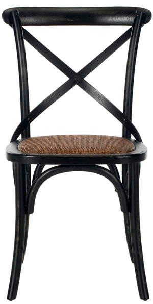 Safavieh FRANKLIN X Back Side Chairs - Timeless Bistro Elegance for Modern Dining Spaces, Set of Two Antique Black AMH9500B-SET2