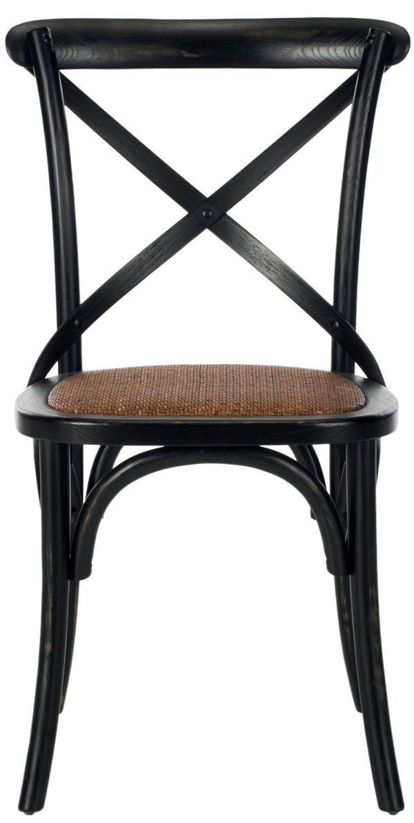 Safavieh FRANKLIN X Back Side Chairs - Timeless Bistro Elegance for Modern Dining Spaces, Set of Two Antique Black AMH9500B-SET2