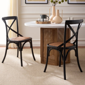 Safavieh FRANKLIN X Back Side Chairs - Timeless Bistro Elegance for Modern Dining Spaces, Set of Two Antique Black AMH9500B-SET2