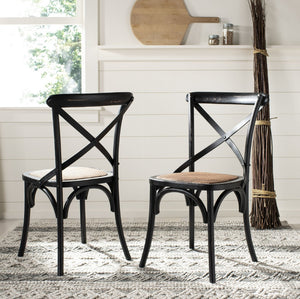 Safavieh FRANKLIN X Back Side Chairs - Timeless Bistro Elegance for Modern Dining Spaces, Set of Two Antique Black AMH9500B-SET2