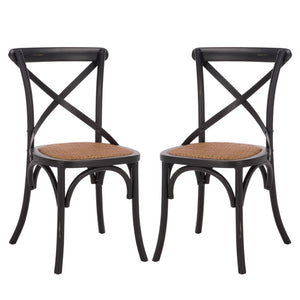 Safavieh FRANKLIN X Back Side Chairs - Timeless Bistro Elegance for Modern Dining Spaces, Set of Two Antique Black AMH9500B-SET2