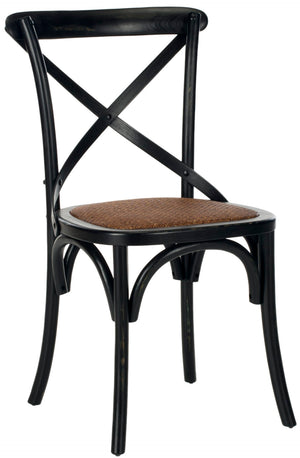 Safavieh FRANKLIN X Back Side Chairs - Timeless Bistro Elegance for Modern Dining Spaces, Set of Two Antique Black AMH9500B-SET2