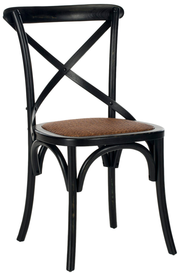 Safavieh FRANKLIN X Back Side Chairs - Timeless Bistro Elegance for Modern Dining Spaces, Set of Two Antique Black AMH9500B-SET2