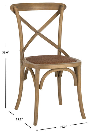 Safavieh FRANKLIN X Back Side Chairs - Timeless Bistro Elegance for Modern Dining Spaces, Set of Two Oak AMH9500C-SET2