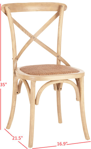 Safavieh FRANKLIN X Back Side Chairs - Timeless Bistro Elegance for Modern Dining Spaces, Set of Two Oak AMH9500C-SET2