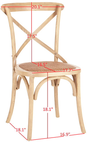 Safavieh FRANKLIN X Back Side Chairs - Timeless Bistro Elegance for Modern Dining Spaces, Set of Two Oak AMH9500C-SET2