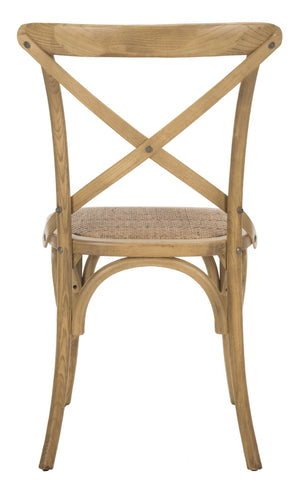Safavieh FRANKLIN X Back Side Chairs - Timeless Bistro Elegance for Modern Dining Spaces, Set of Two Oak AMH9500C-SET2