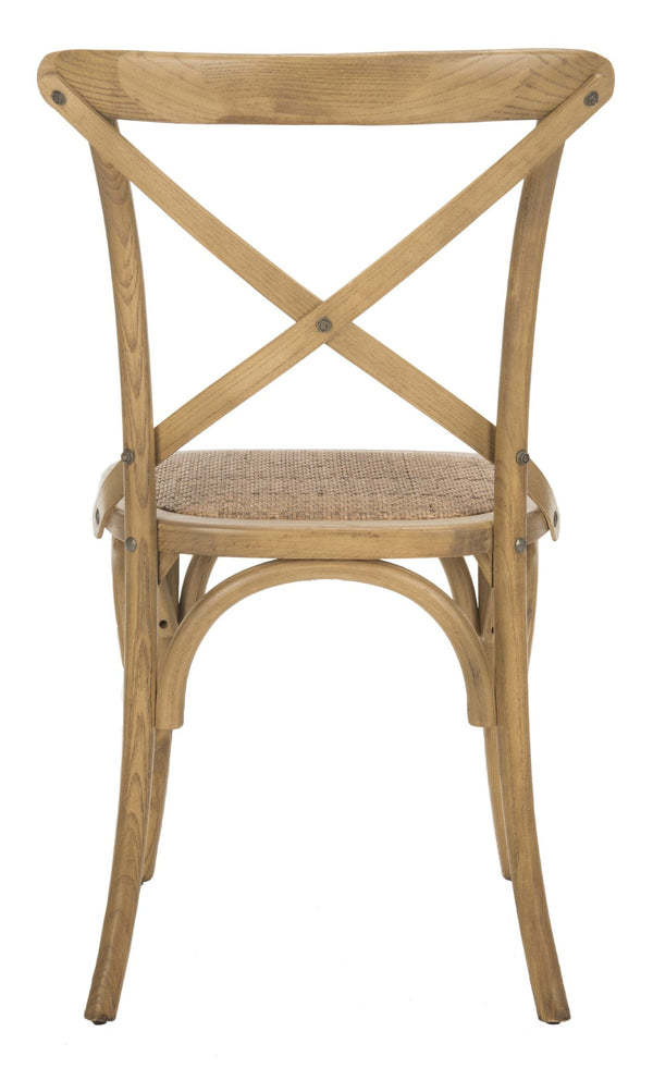 Safavieh FRANKLIN X Back Side Chairs - Timeless Bistro Elegance for Modern Dining Spaces, Set of Two Oak AMH9500C-SET2