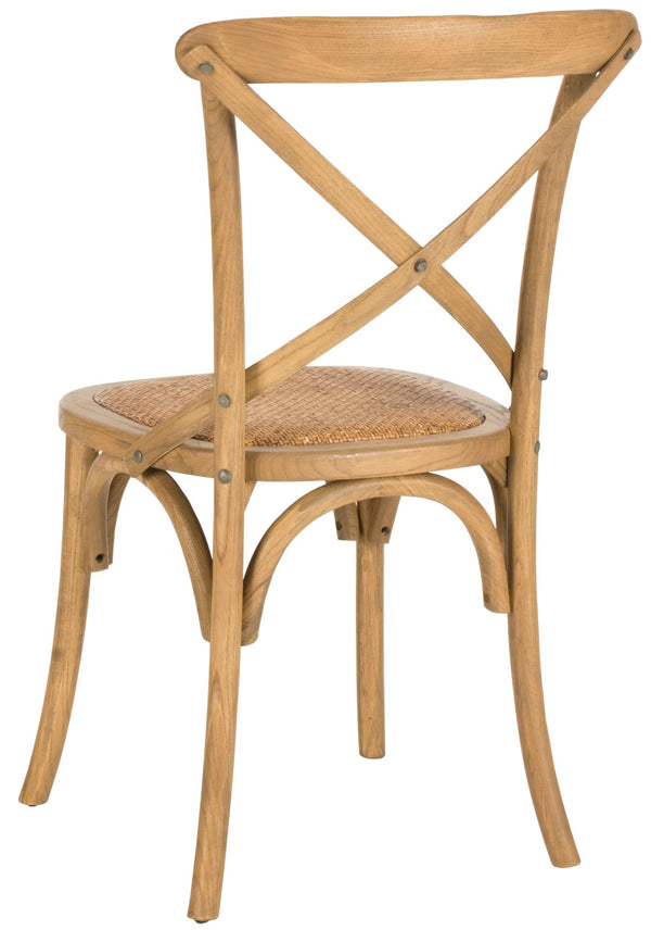 Safavieh FRANKLIN X Back Side Chairs - Timeless Bistro Elegance for Modern Dining Spaces, Set of Two Oak AMH9500C-SET2