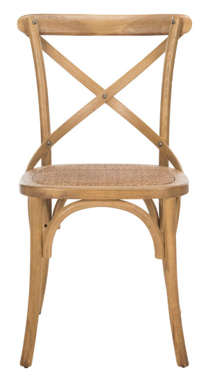 Safavieh FRANKLIN X Back Side Chairs - Timeless Bistro Elegance for Modern Dining Spaces, Set of Two Oak AMH9500C-SET2