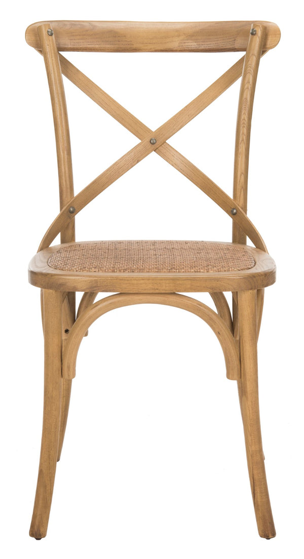 Safavieh FRANKLIN X Back Side Chairs - Timeless Bistro Elegance for Modern Dining Spaces, Set of Two Oak AMH9500C-SET2