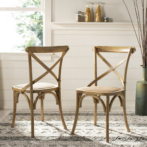 Safavieh FRANKLIN X Back Side Chairs - Timeless Bistro Elegance for Modern Dining Spaces, Set of Two Oak AMH9500C-SET2